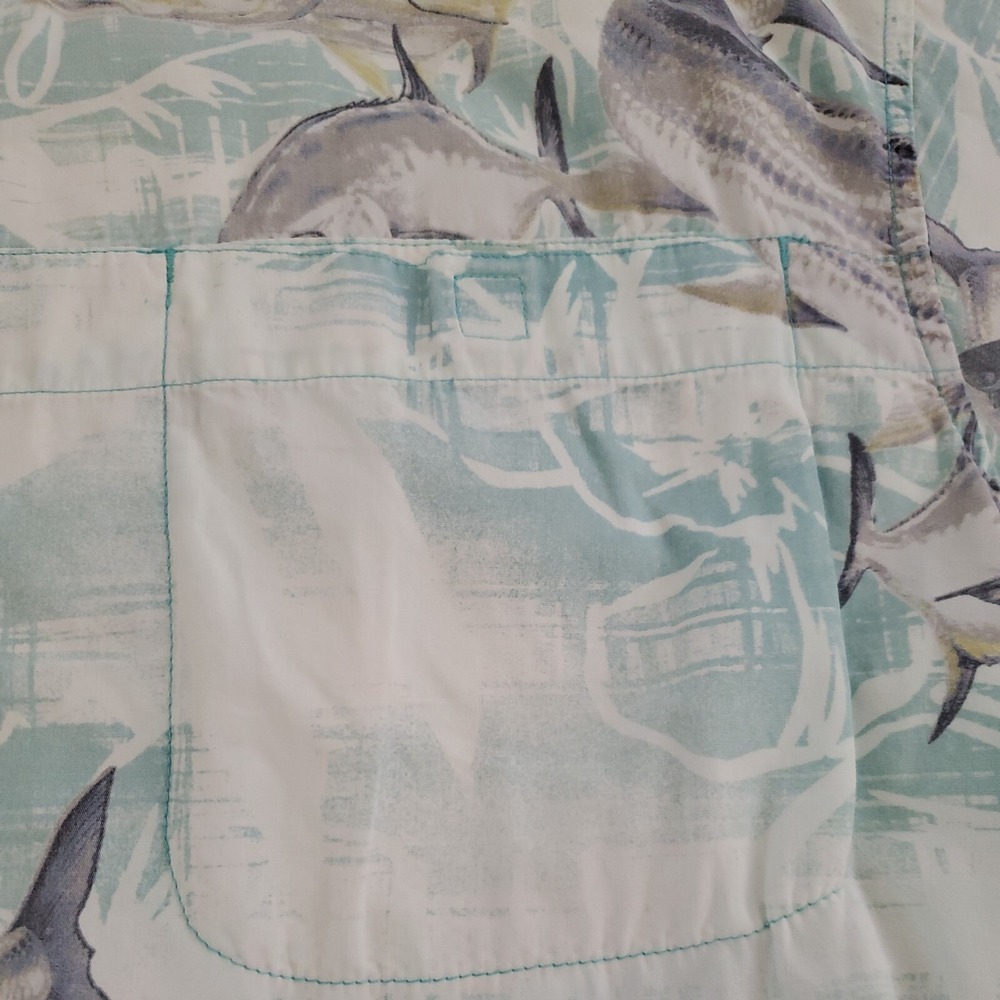 Columbia Shirt River Lodge Green Aqua Mens Large Fishing Short Sleeve Vented - Picture 5 of 13